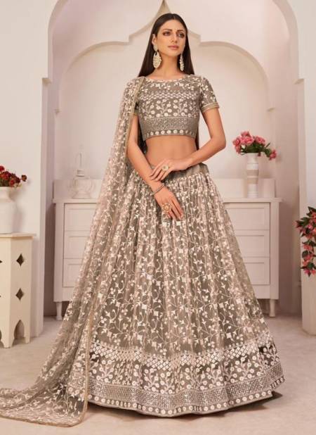 Dark Gray Colour KELAYA 1 Heavy Wedding Wear Embroidery Work Fancy Lahenga Choli Collection 2103-C